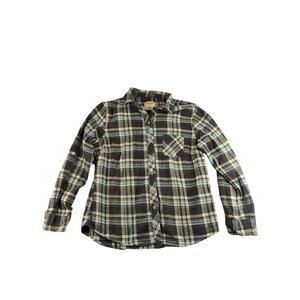 Womens Jane Ashley Vintage Workwear Plaid Long Sleeve Shirt Size M Black White